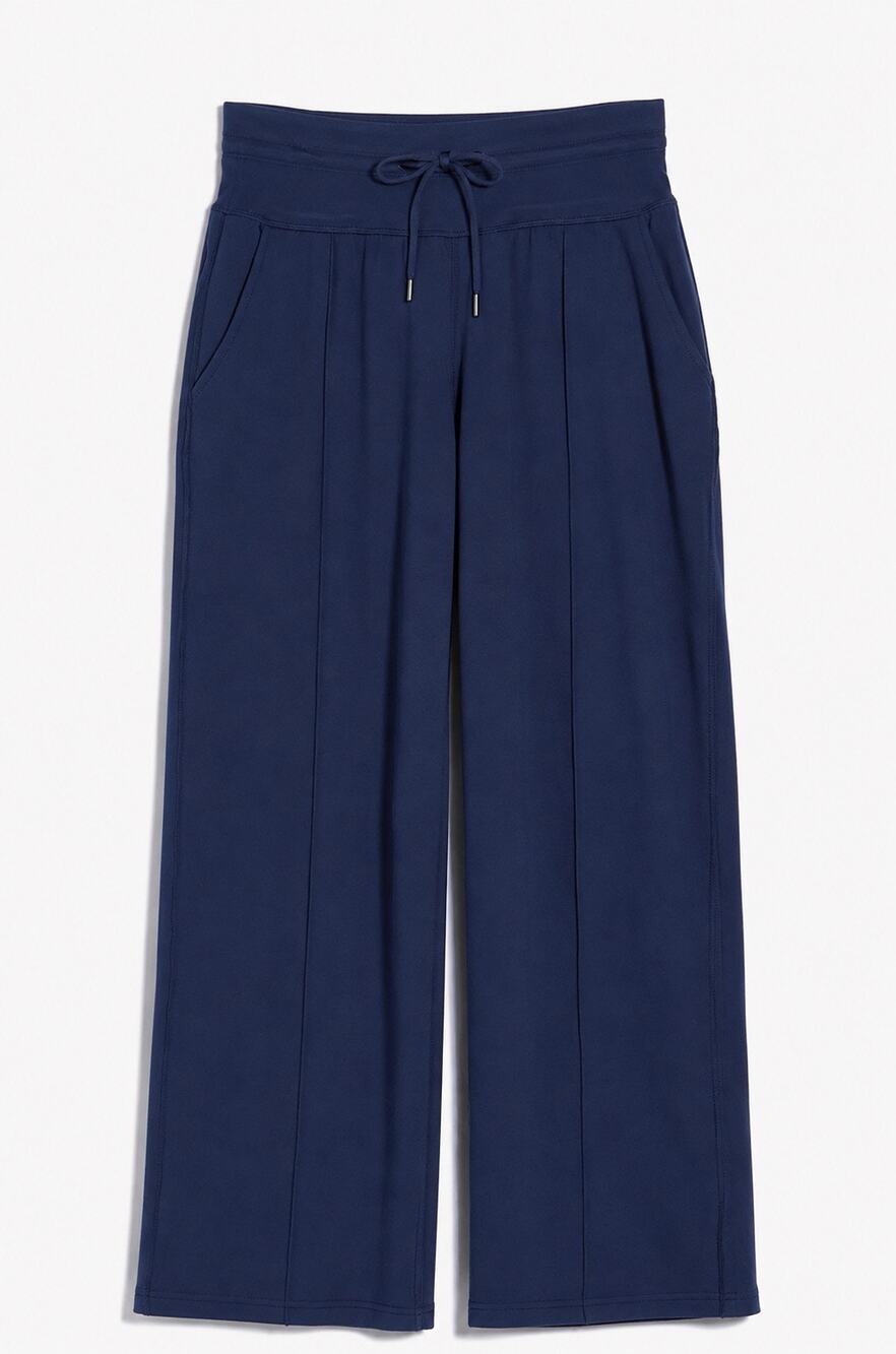 90 Degree by Reflex Wide Leg Pants Womens S Navy High Waist Pintuck NWT